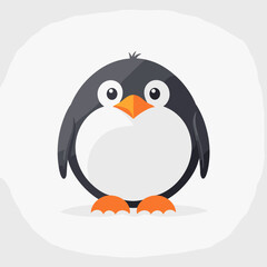 Fototapeta premium Cute cartoon penguin character standing on a light background with copy space