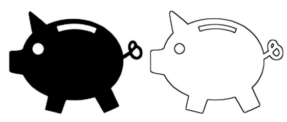 Piggy bank icon. Piggy bank saving money icon in different style. Baby pig piggy bank. vector illustration