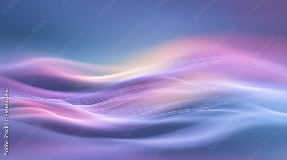 Poster abstract pastel landscape with flowing lines and soft colors creating a serene and dreamy atmosphere