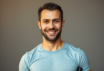 Obraz premium Portrait of a male individual with a prosthetic limb in a fitness setting
