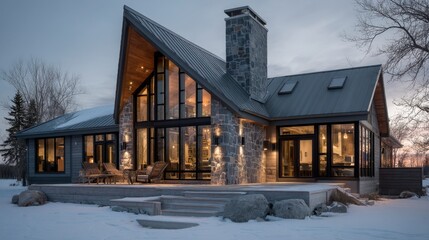 Modern winter home exterior