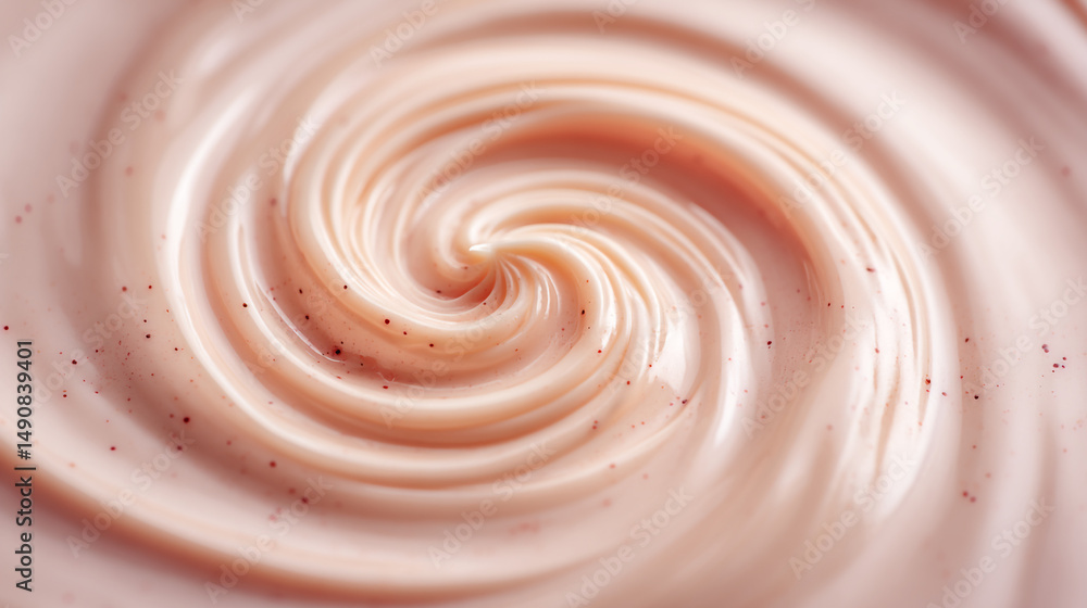 Poster a swirling vortex of light pink cream with speckles creating a mesmerizing abstract background image