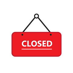 Closed sign board icon set flat or line buttons vector for graphic design isolated on transparent background. Easily editable. Red symbol. Alert signal message for website and app.