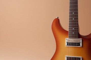 minimalistic electric guitar detail against solid neutral background