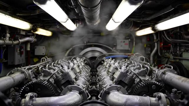 Detailed industrial engine view