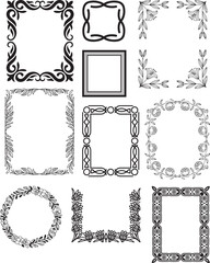 Set of beautiful ornamental border frame vector collection vintage style