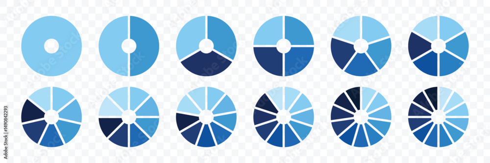 Poster pie chart color icons. progress sectors. circle pie chart diagram. circle icons for infographic, ui,