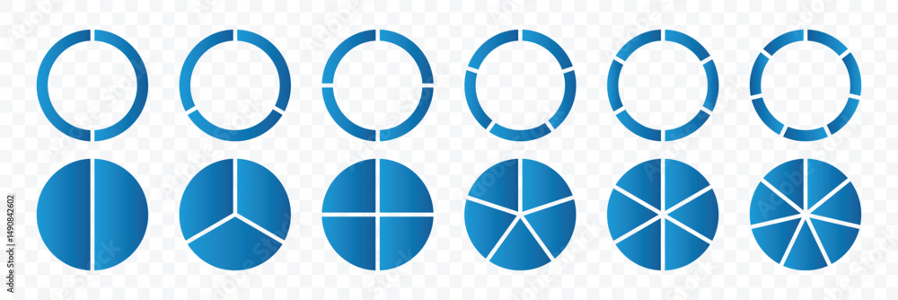 Poster pie chart color icons. progress sectors. circle pie chart diagram. circle icons for infographic, ui,