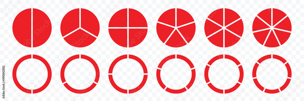 Aufkleber pie chart color icons. flat process cycle. circle section graph. circle section graphs segment infog
