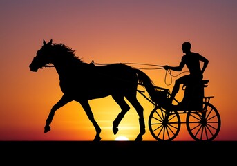 Naklejka premium Sunset Chariot Race