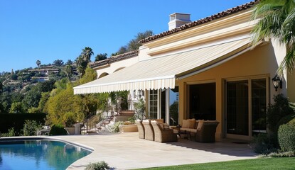 Luxury Villa with Pool and Retractable Awning:  Mediterranean-Style Estate with Panoramic Views