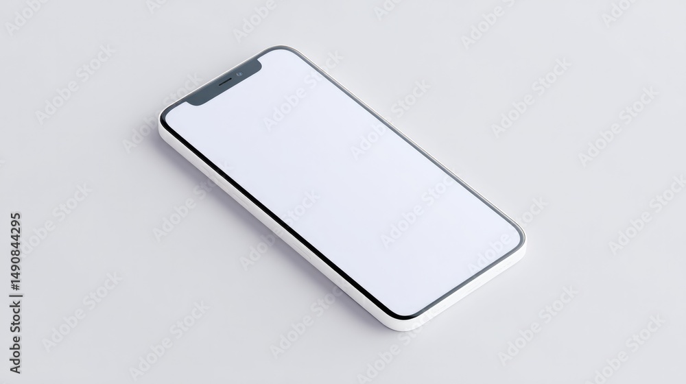 Poster sleek minimalistic smartphone mockup with blank screen lies on plain background offering ample copy 