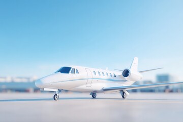 Obraz premium sleek private jet on pristine tarmac under clear blue sky