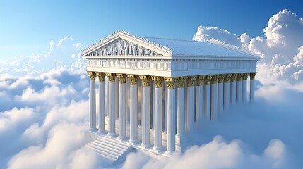 Obraz premium Ancient temple floating in clouds