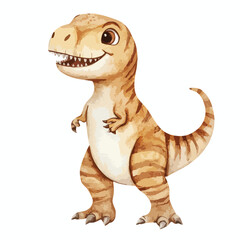 Cartoon Tyrannosaurus Rex with Striped Pattern and Friendly Expression
