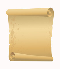 Parchment paper, scroll papyrus, empty frame, blank in cartoon style