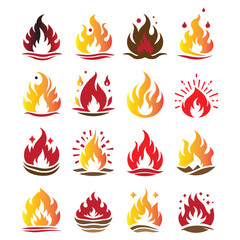 fire flame silhouette icon set