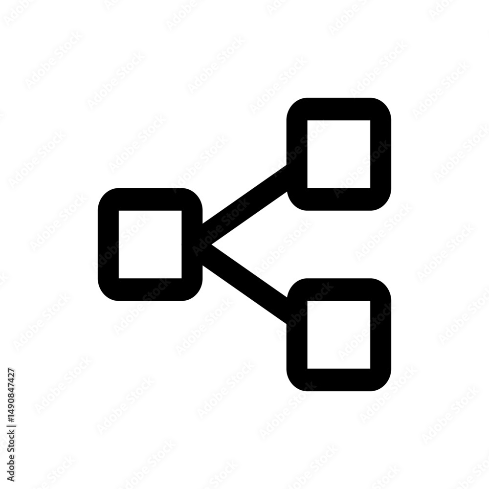 Poster diagram showing a central square connecting to two other squares with rounded corners and thick line