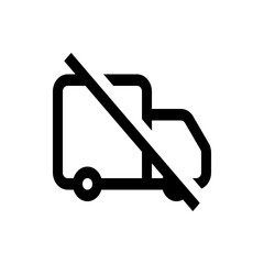 Illustration of a truck with a line through it indicating no trucks or truck restriction symbol image