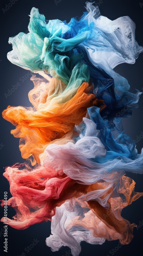 Poster dynamic flowing colors abstract art digital creation studio space close-up visual aesthetics