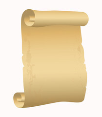 Parchment paper, scroll papyrus, empty frame, blank in cartoon style