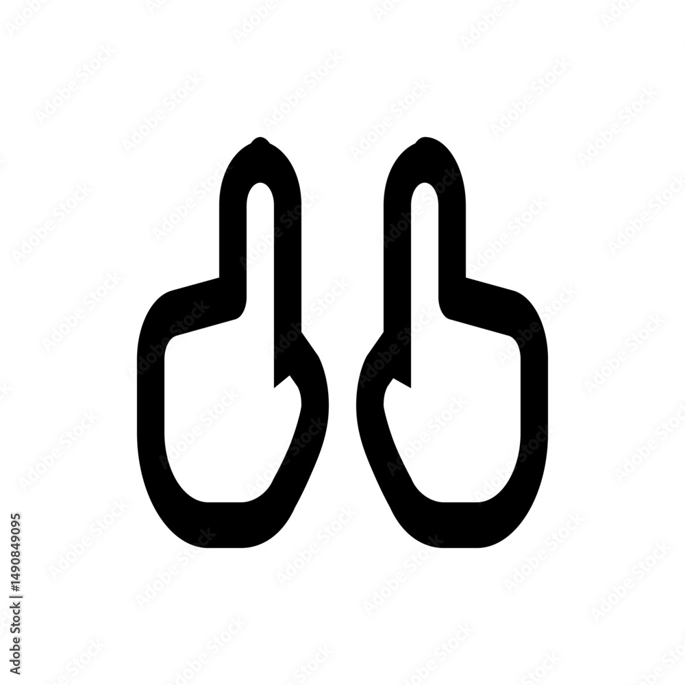 Poster two outlined hands with index fingers pointing upwards in a symmetrical arrangement on a white backg