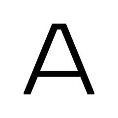 Illustration of a bold black letter a standing against a white background in a simple graphic style image