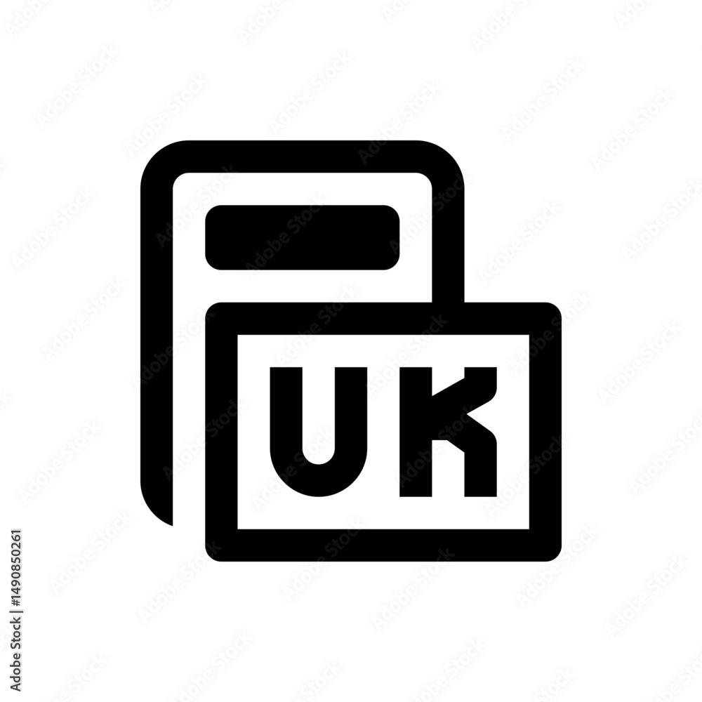 Poster Illustration of two overlapping rectangular shapes with rounded corners and the letters uk inside one shape