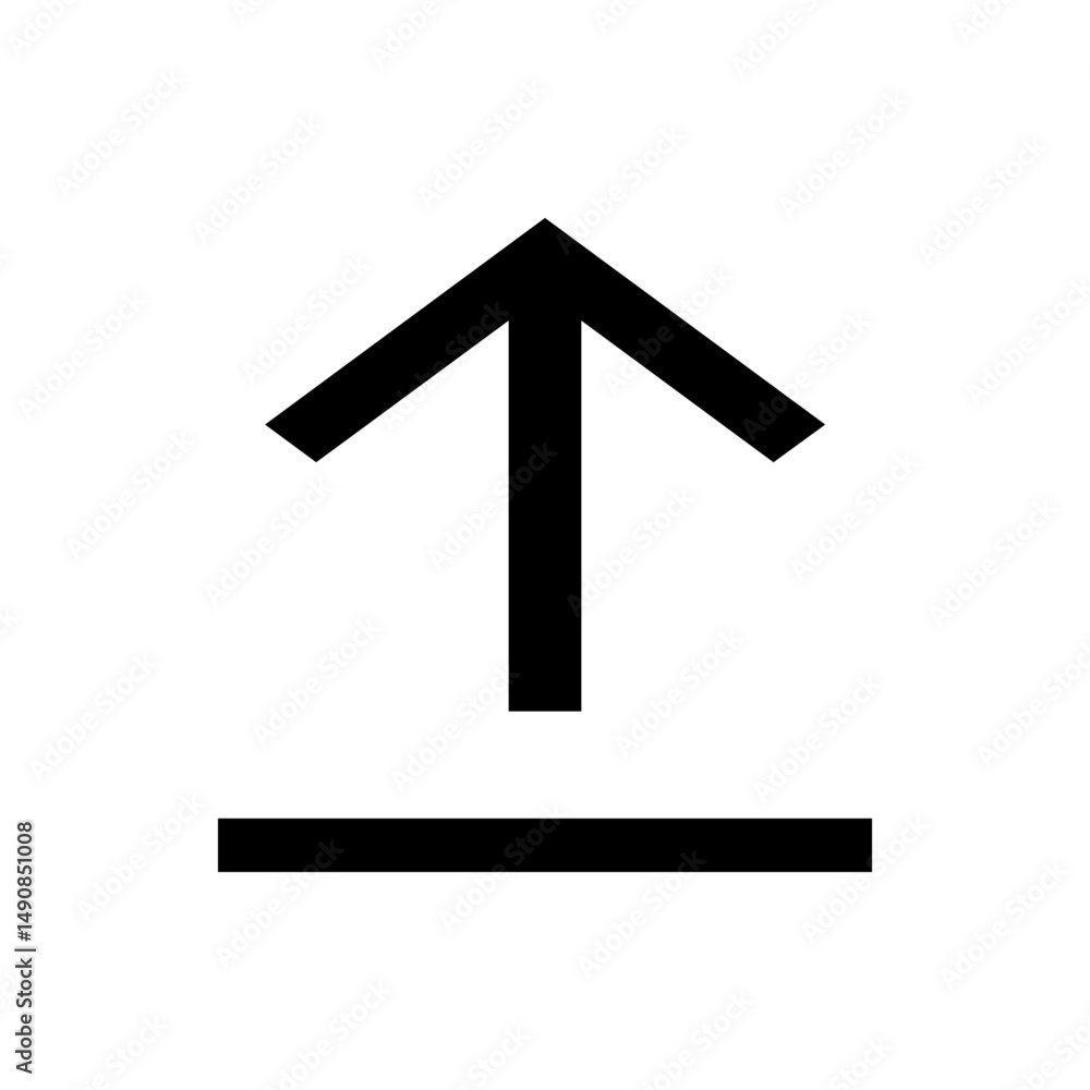 Poster simple black upload icon with an arrow pointing upwards and a horizontal line at the bottom center