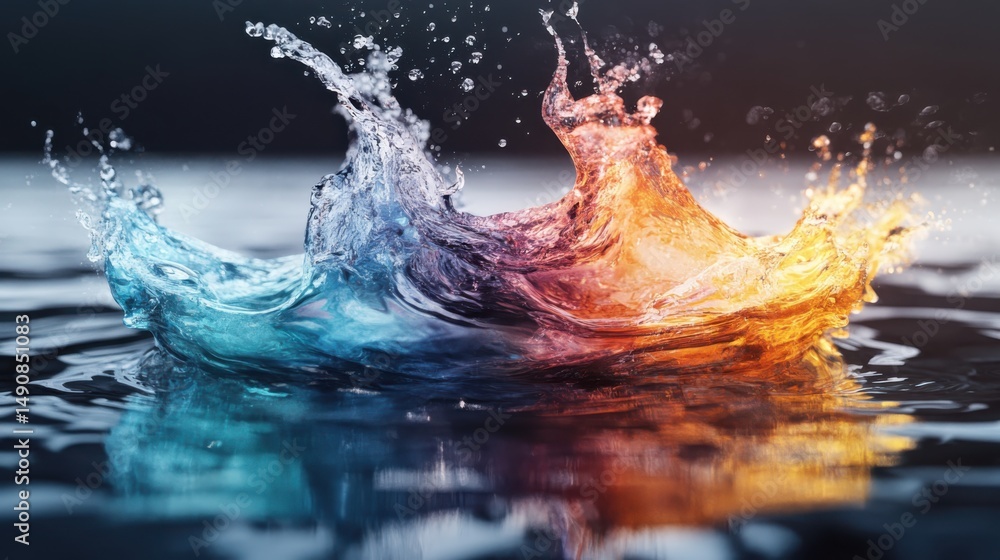 Poster dynamic water splash event natural setting high-definition image serene environment close-up view co