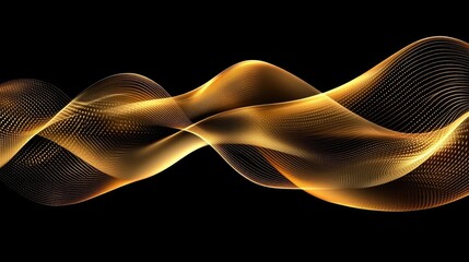 Abstract golden wave patterns on a black background.