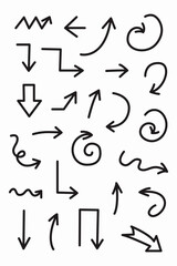 Chalkboard arrows vector set with curved, straight, and sketchy directions