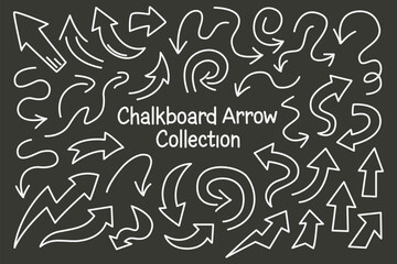 Chalkboard arrows vector set with curved, straight, and sketchy directions