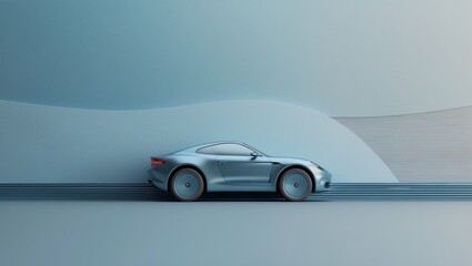 Obraz premium Car insurance background with a sleek silver sedan suitable for insurance brochures, websites, and social media graphics.