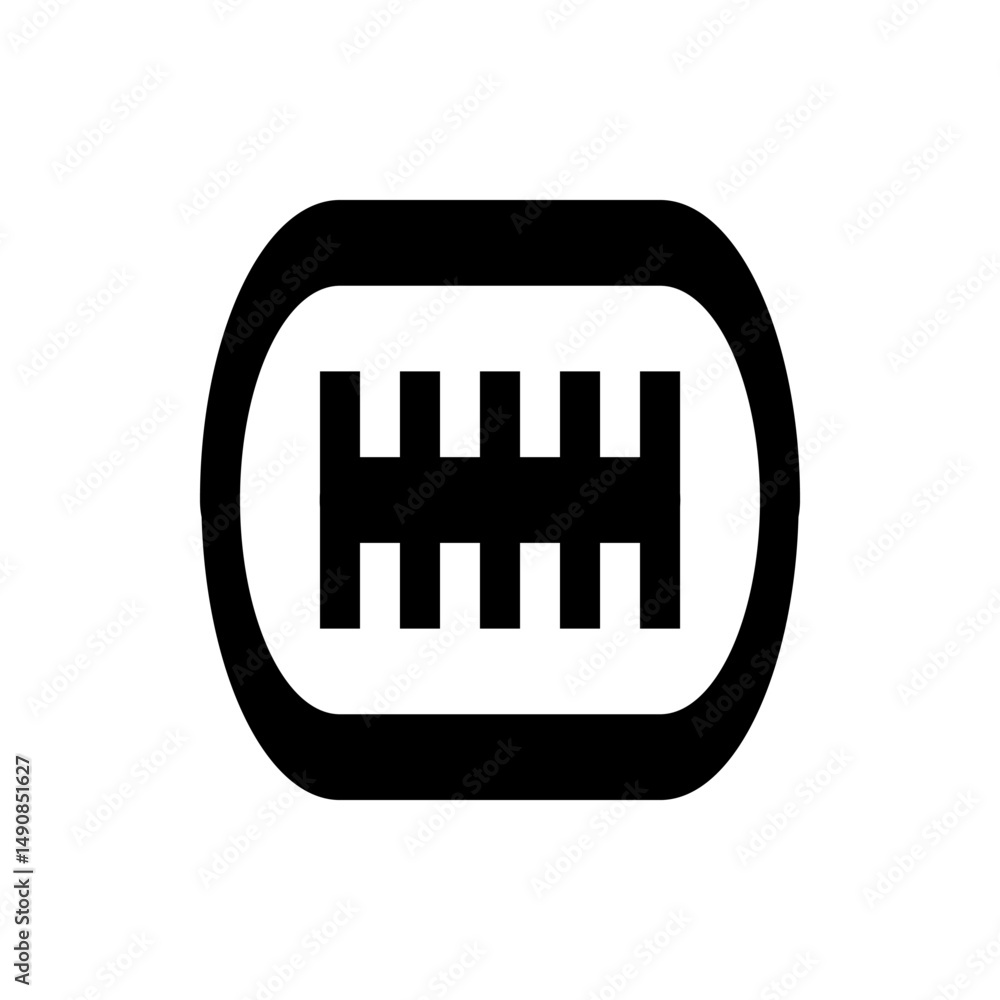 Poster illustration of a usb type c port with a black outline and five internal connectors in a simple desi