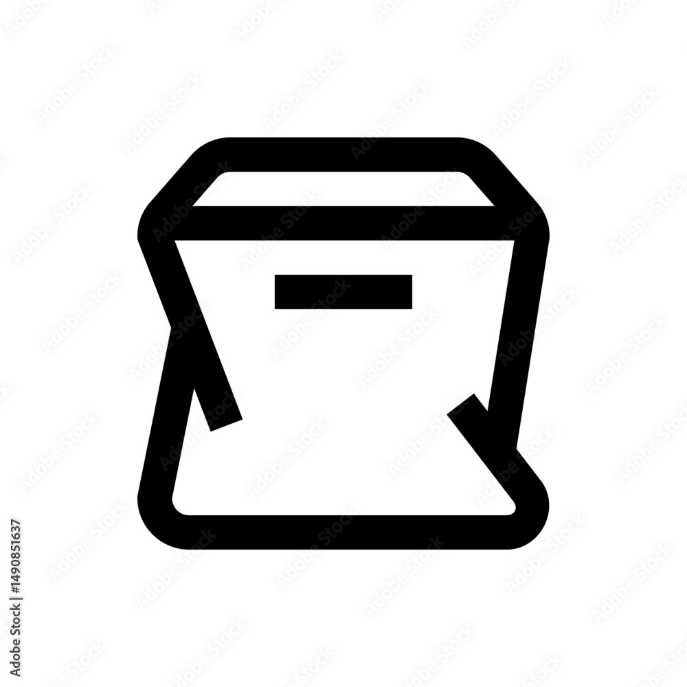 Poster an abstract depiction of a recycle bin with a horizontal line inside it in a simple black outline st