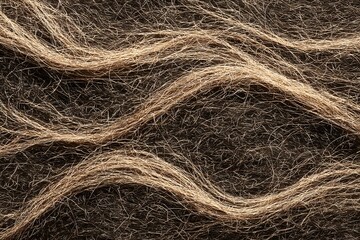 Fototapeta premium Texture of Linen Threads: Intricate strands of natural linen, subtly lit to accentuate their organic texture and flowing form. A close-up view.