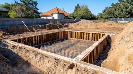 Swimming Pool Construction In-Ground Pool Formwork with Rebar, Backyard ,Home Improvement