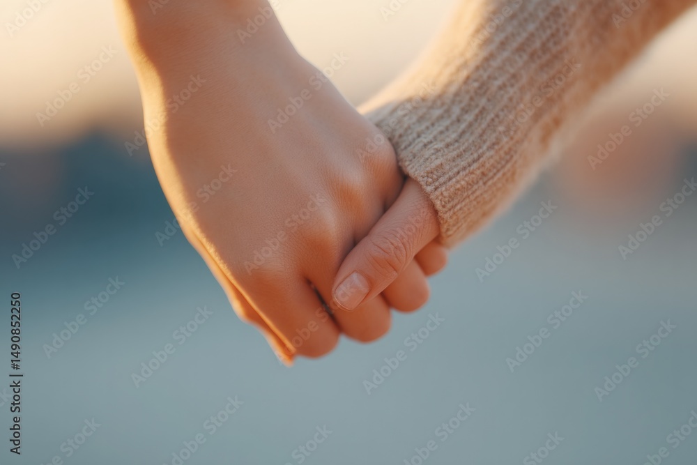 Poster minimalistic close-up of interlocking hands conveying sense of warmth and trust against uncluttered 