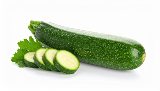  fresh zucchini isolated on white background, organic and healthy food, cougette raw vegetable