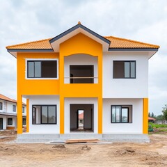 Two-Story House with Orange Tile Roof, Architecture , Design