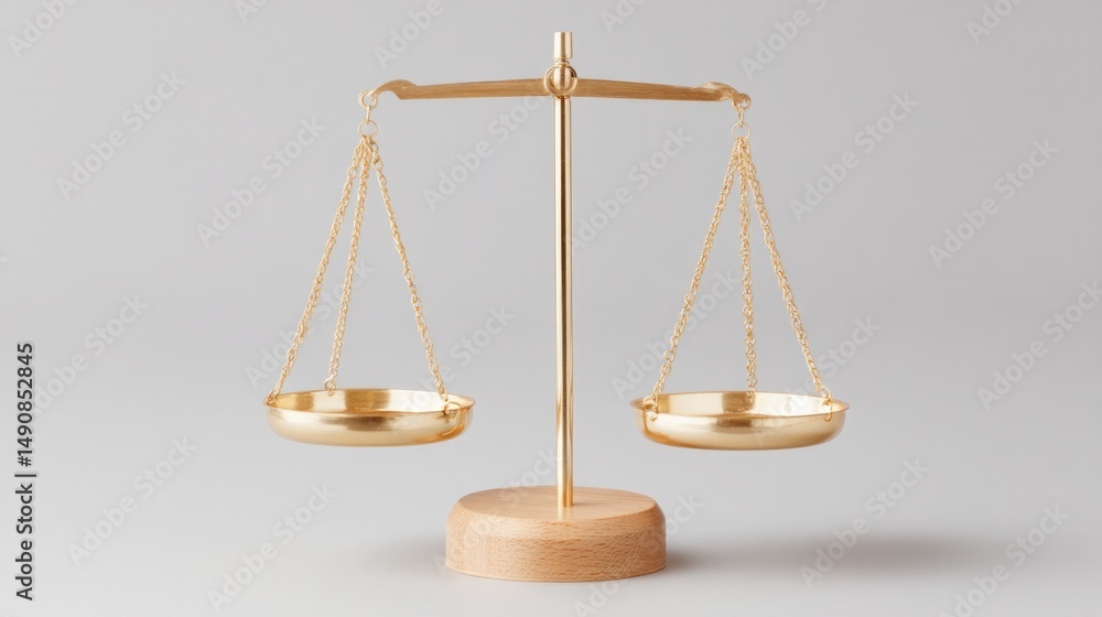 Poster minimalistic photo depicting empty uneven balance scale with copy space