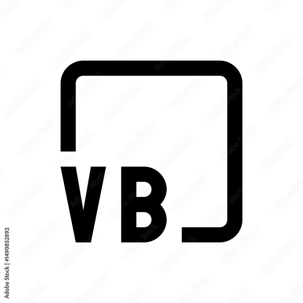 Poster illustration of a square shape with rounded corners and the letters vb inside in a bold sans serif f