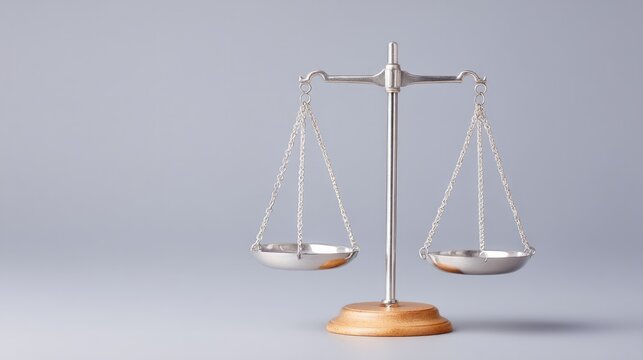 minimalistic photo depicting empty uneven balance scale with copy space