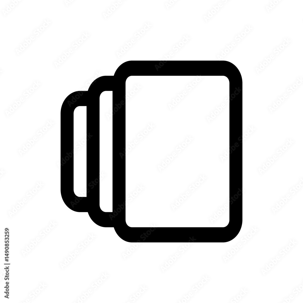 Poster three overlapping rounded rectangle shapes with thick black outlines arranged in a cascading fashion