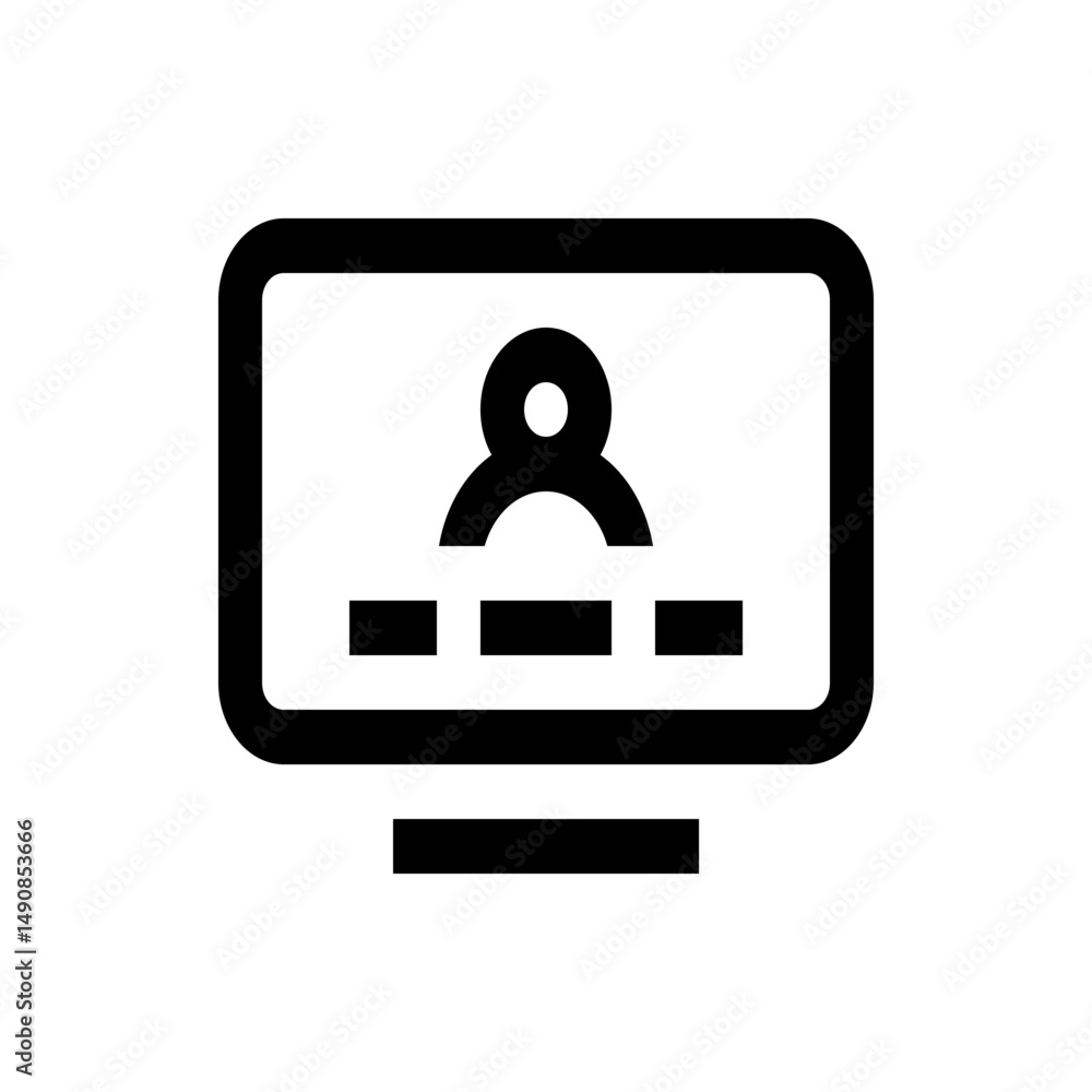 Aufkleber screen displaying a person icon with three horizontal bars and a base, all in black outline style