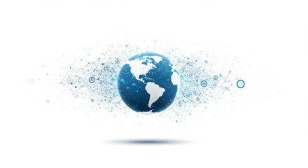 Global Network Connection Data Visualization - earth, data visualization, network connection, technology concept, website banner. Symbolizes global communication, data flow, interconnectedness