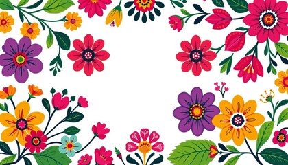 Vibrant floral and geometric folk pattern in Petrikovka style, vector, painting