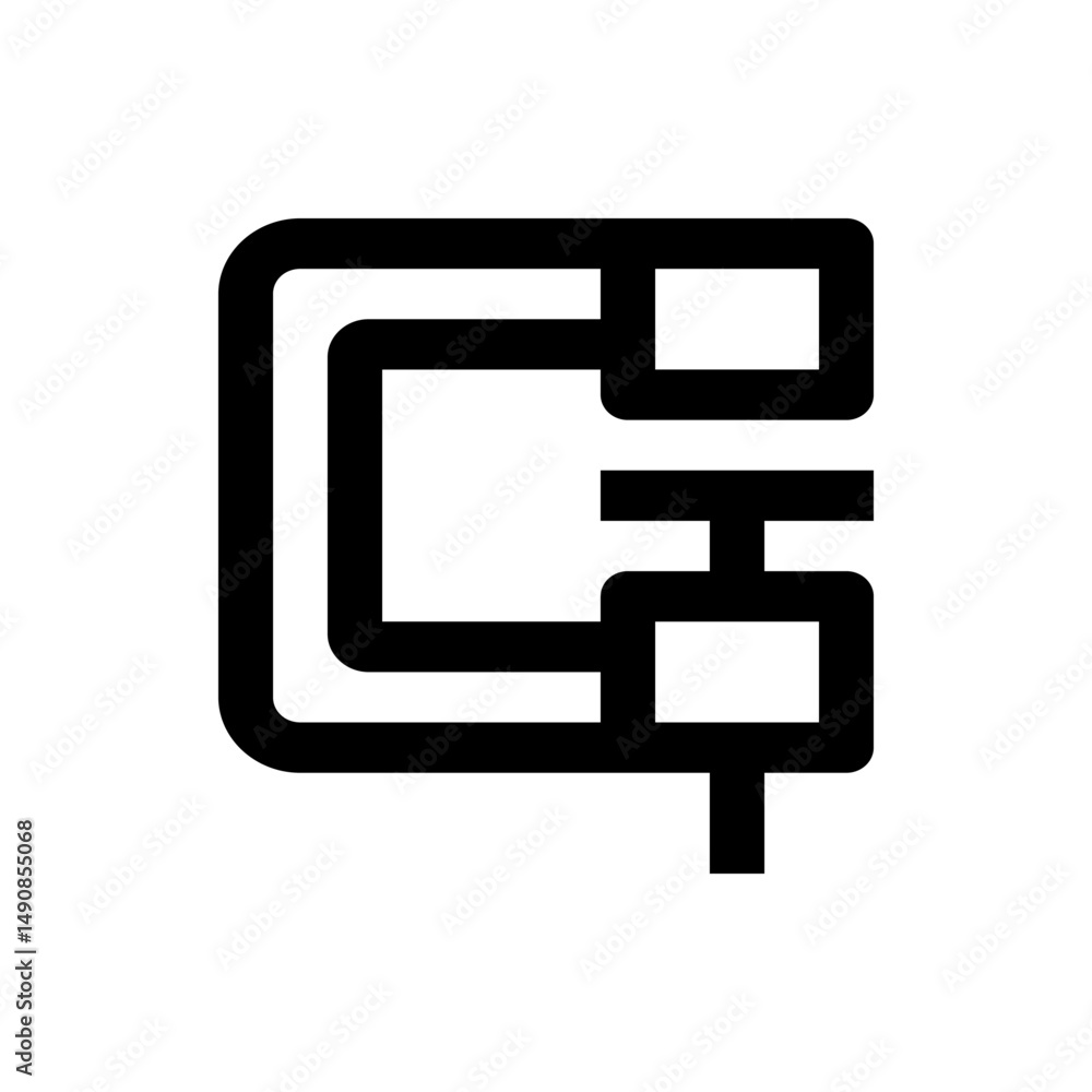 Poster illustration of a c clamp tool with a bold outline and rounded edges on a white background image des