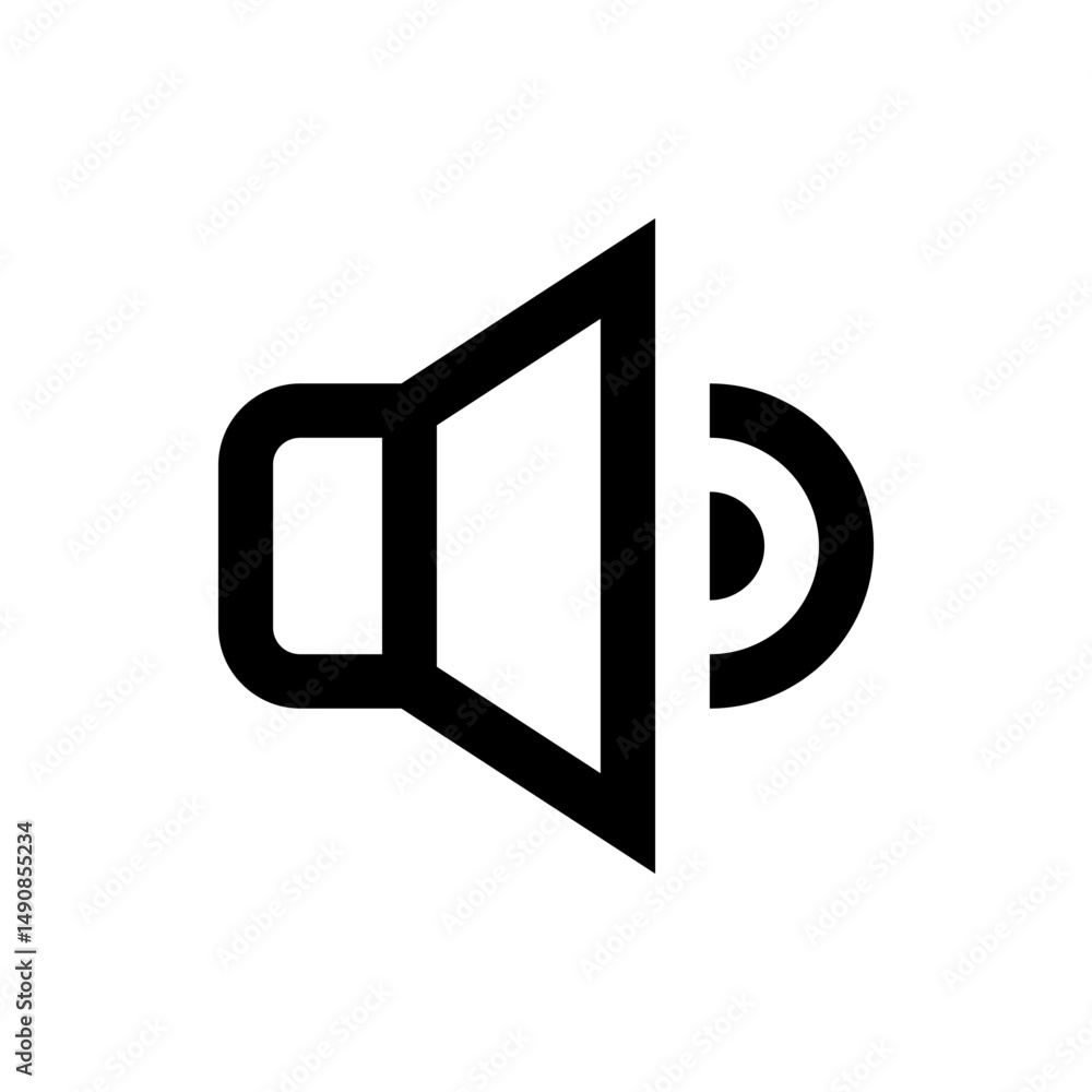 Poster illustration of a speaker icon with sound waves emanating from it indicating volume increase or soun